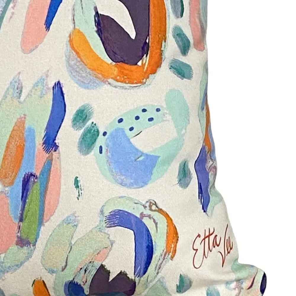 ETTA‎ VEE - COLORFUL ABSTRACT PATTERN PILLOW - 18” x 18” - EXCELLENT CONDITION